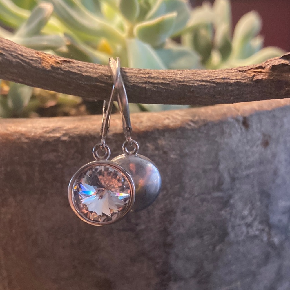 Lightweight silver colored crystal earrings